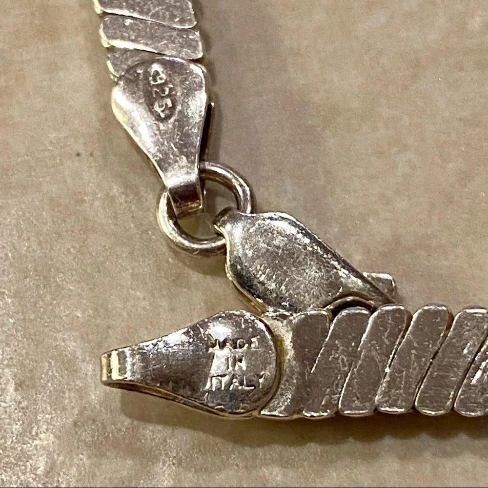 Vintage Omega Sterling Silver Statement Necklace